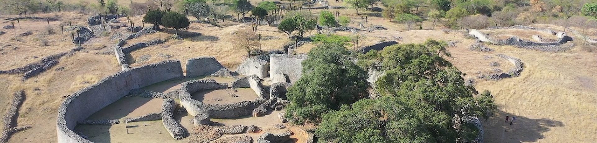 Ariel view of the Great Enclosure and the Valley Enclosures of the Great Zimbabwe site (photo: Munyaradzi Elton Sagiya).