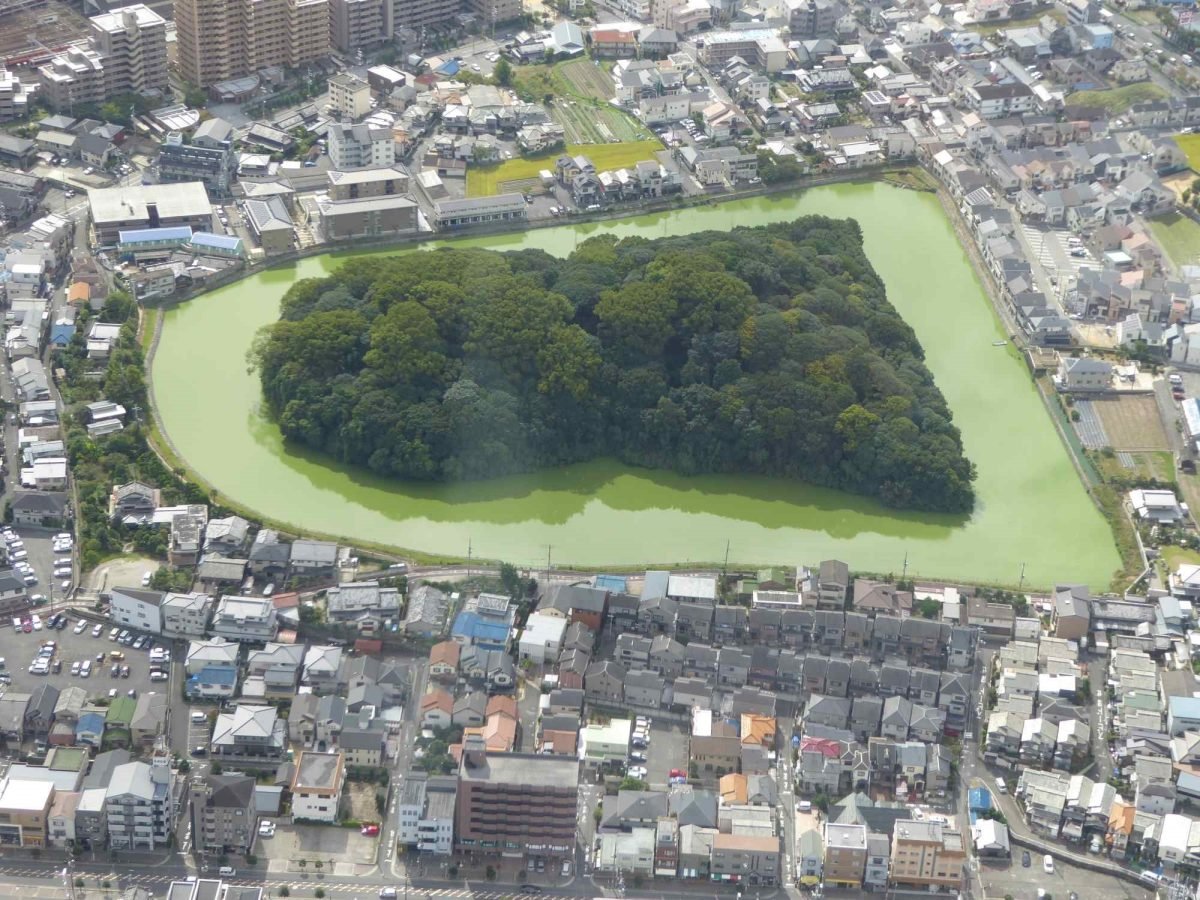 Birdseye view of one of the Kofun 