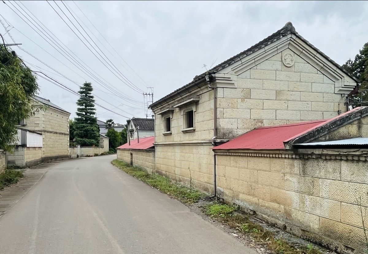 Townscape featuring constructions made of natural stone in Japan