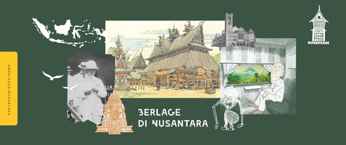 Berlage di Nusantara collage met tekeningen en historische foto's van Berlage